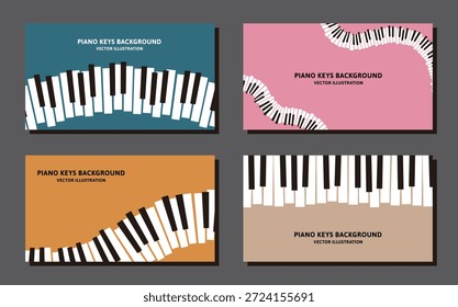 4 16:9 Hintergrundbilder. Retro Klavier Tastatur Design Vektorgrafik.