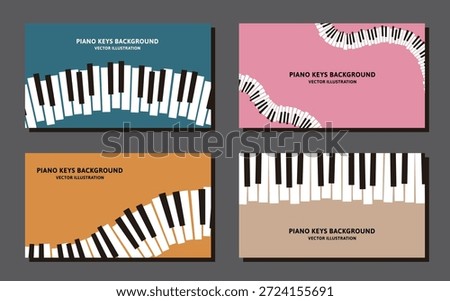 Set of 4 16:9 background images. Retro piano keyboard design vector illustration.