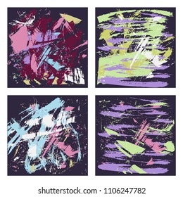 Set of 4 abstract art grunge distressed background. Grunge retro vintage background