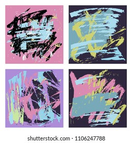 Set of 4 abstract art grunge distressed background. Grunge retro vintage background