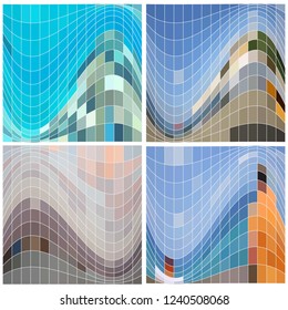 Set of 4 abstract background square pattern. vector. EPS10.