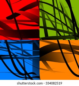 Set of 4 abstract background / texture with random, distorted shapes.
