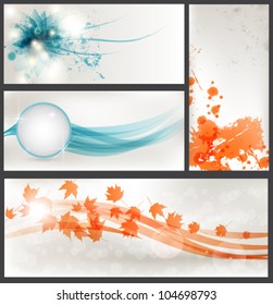 set of 4 abstract banners