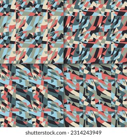 Set of 4 Abstract Classic Pattern Ornament. Seamless Geometric Pattern for Design, Wallpaper, Fashion Print, Trendy Decor, Home Textile, Retro Decor. Vector.	
