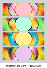 Set of 4 abstract colorful horizontal polygonal banners of different shades
