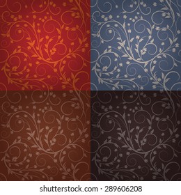 Set of 4 abstract floral vector graphic seamless background
