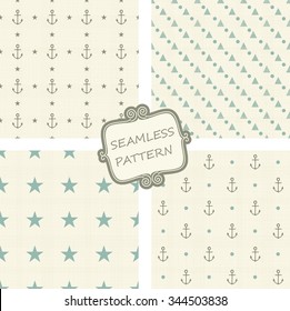 set of 4 abstract hipster seamless pattern  on texture background