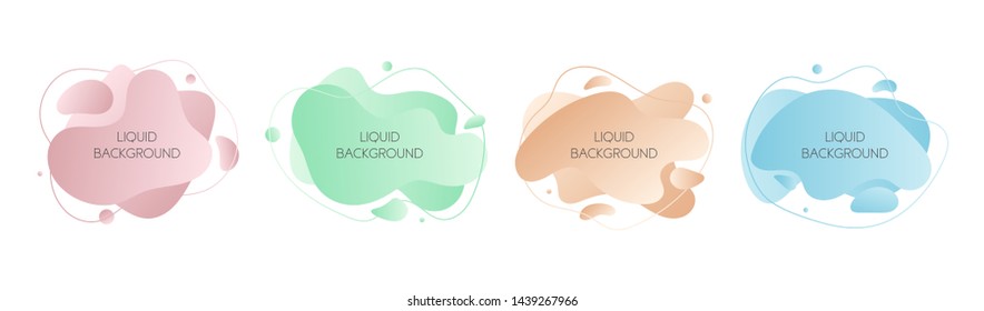 Set of 4 abstract modern graphic liquid elements. Dynamical waves different colored fluid forms. Isolated banners with flowing liquid shapes. Template for the design of a logo, flyer or presentation.