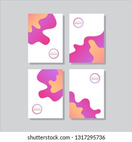 Set of 4 abstract modern wave fluid background template. gradient purple, orange. geometric liquid shapes composition. Can use for poster, flyer, brochure, social media stories, web banner.