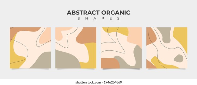 Conjunto de 4 banderas de forma orgánica abstracta en color pastel