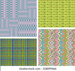 Set of 4 Abstract patterns. Color seamless vector backgrounds