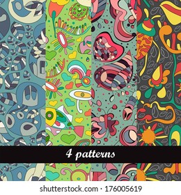 Set of 4  abstract seamless backgrounds.Seamless pattern 