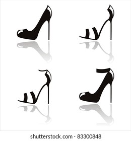 set of 4 abstract shoes silhouettes
