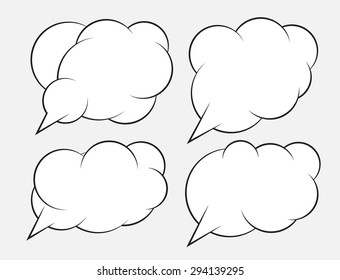 Set of 4 abstract talking bubbles with white fill.