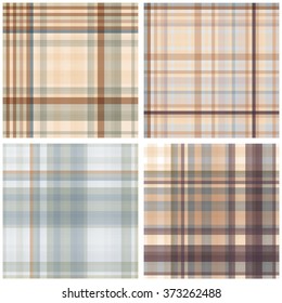 Set of 4 abstract tartan checkered seamless patterns. Can be used for wallpapers, pattern fills, web page backgrounds, textile prints etc. EPS10 vector illustration includes Pattern Swatches.