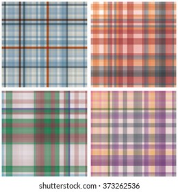 Set of 4 abstract tartan checkered seamless patterns. Can be used for wallpapers, pattern fills, web page backgrounds, textile prints etc. EPS10 vector illustration includes Pattern Swatches.