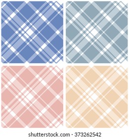 Set of 4 abstract tartan checkered seamless patterns. Can be used for wallpapers, pattern fills, web page backgrounds, textile prints etc. EPS10 vector illustration includes Pattern Swatches.