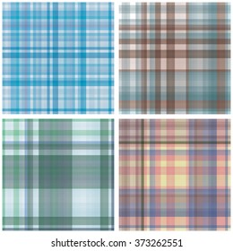 Set of 4 abstract tartan checkered seamless patterns. Can be used for wallpapers, pattern fills, web page backgrounds, textile prints etc. EPS10 vector illustration includes Pattern Swatches.