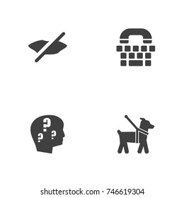 Set Of 4 Accessibility Icons Set.Collection Of Can Not Speak, Tty, Pet And Other Elements.