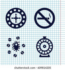 Set of 4 addiction filled icons such as Roulette, no smoking