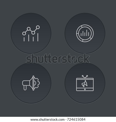 Set Of 4 Advertising Outline Icons Set.Collection Of Advertising Agency, Market, Campaign And Other Elements.