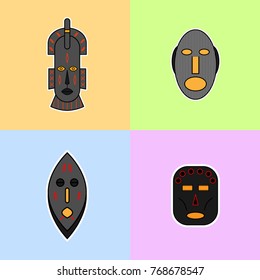 Set of 4 African Masks