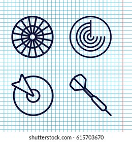 Set of 4 aim outline icons such as radar, dart