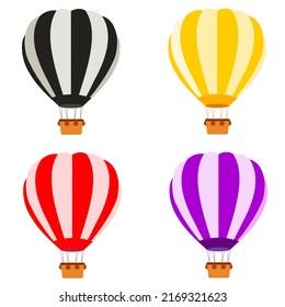 Set 4 Air Balloon, Hot two color air balloon web flat icon of different colors.