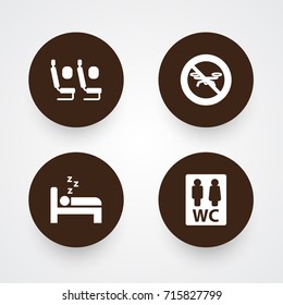 Set Of 4 Aircraft Icons Set.Collection Of Toilet, Tourism, No Drone And Other Elements.