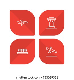 Set Of 4 Aircraft Outline Icons Set.Collection Of Sit, Plane, Taxi And Other Elements.