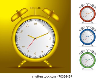 Set of 4 alarm clocks vector illustrations