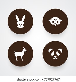 Set Of 4 Alive Icons Set.Collection Of Bear, Night Fowl, Livestock And Other Elements.