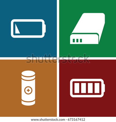  set of 4 alkaline filled icons such as full battery