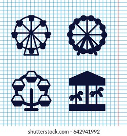 Set of 4 amusement filled icons such as ferris wheel