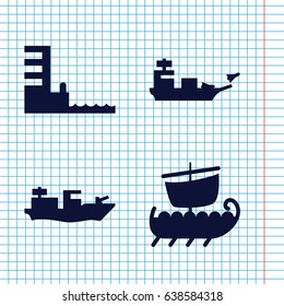 Set of 4 anchor filled icons such as harbor