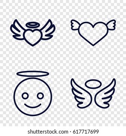 set of 4 angel outline icons such as wings