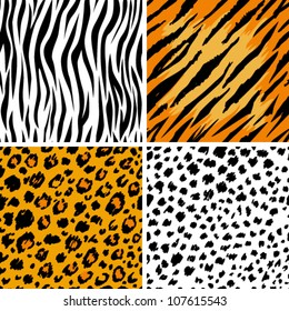 Set of 4 animal skins, seamless patterns