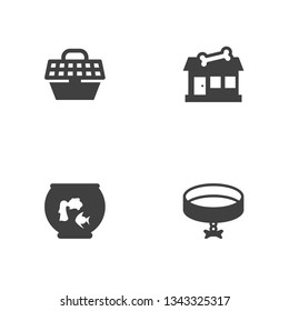 Set of 4 animals icons set. Collection of aquarium, shop, carries and other elements.