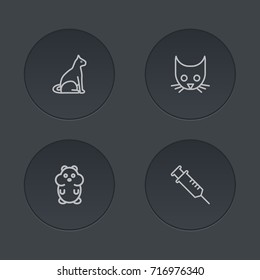 Set Of 4 Animals Outline Icons Set.Collection Of Hamster, Vaccination, Head And Other Elements.