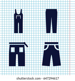 Set of 4 apparel filled icons such as pants