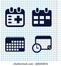 Set of 4 appointment filled icons such as medical appointment, calendar
