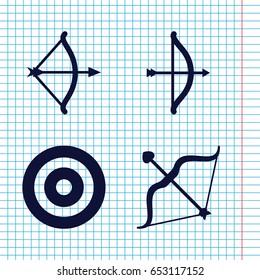 Set of 4 archery filled icons such as bow