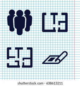 Set of 4 architect filled icons such as plan