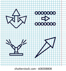 Set of 4 arrows outline icons such as watering system