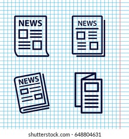 Set of 4 article outline icons such as