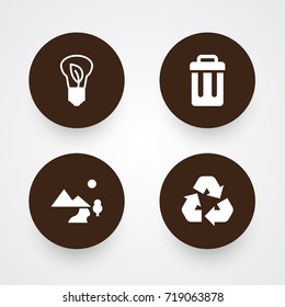 Set Of 4 Atmosphere Icons Set.Collection Of Nature, Cleaning, Container And Other Elements.