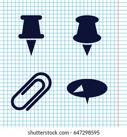 Set of 4 attachment filled icons such as pin