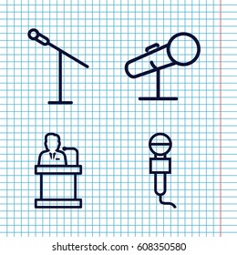 Set of 4 audience outline icons such as microphone