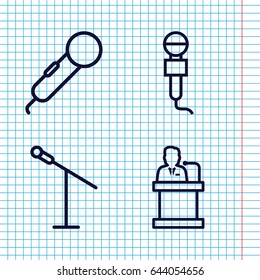 Set of 4 audience outline icons such as microphone