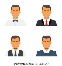 Set of 4 avatar icons in flat design. Pixel perfect vector.